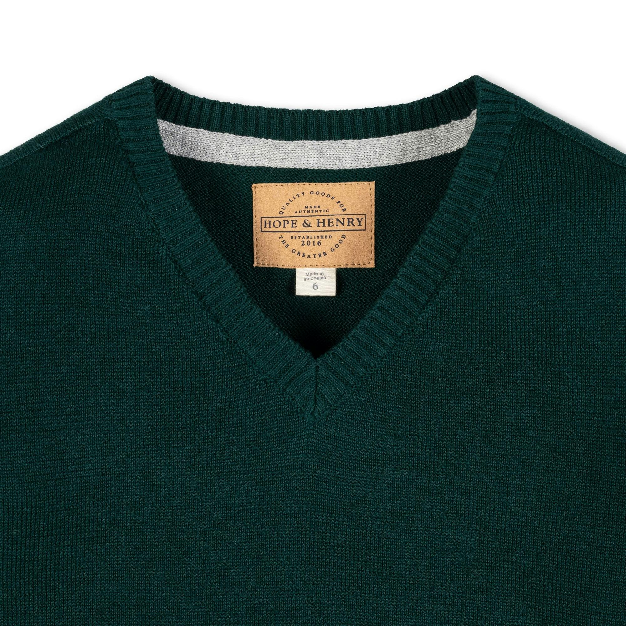 Organic V-Neck Sweater with Elbow Patches