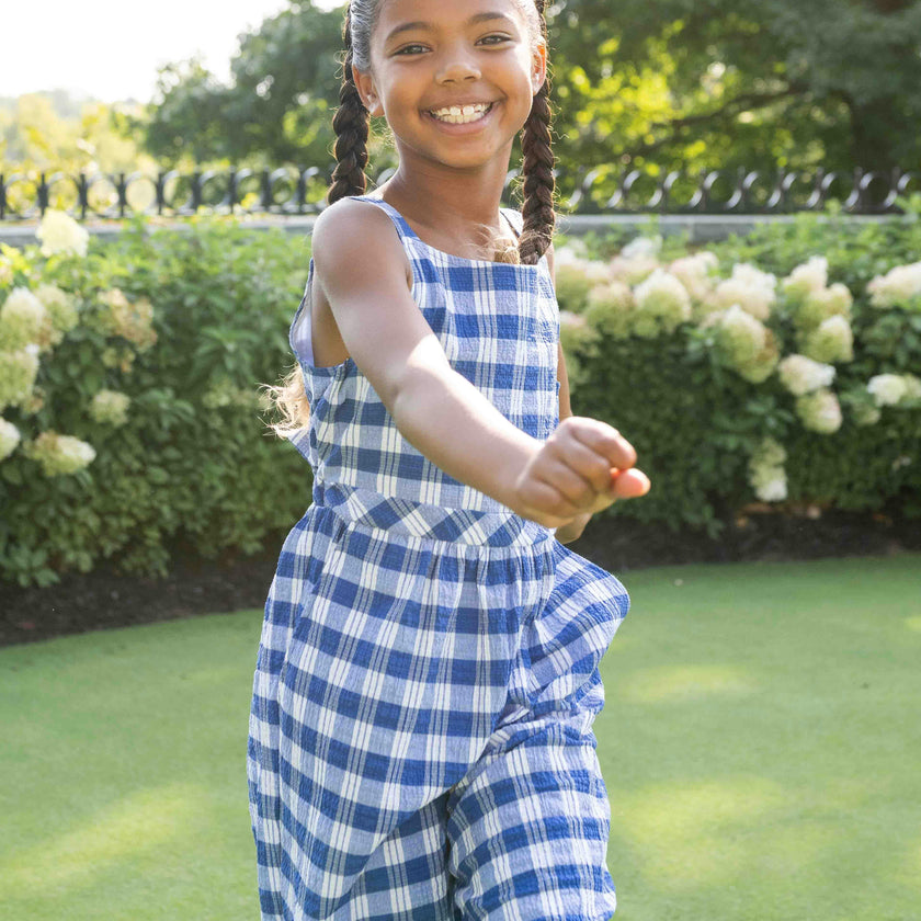 Plaid Seersucker Jumpsuit