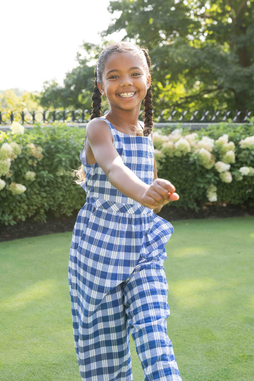 Plaid Seersucker Jumpsuit