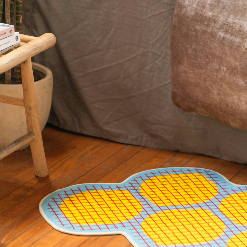 Yellow Grid Lemon Runner Rug by Johann Banta