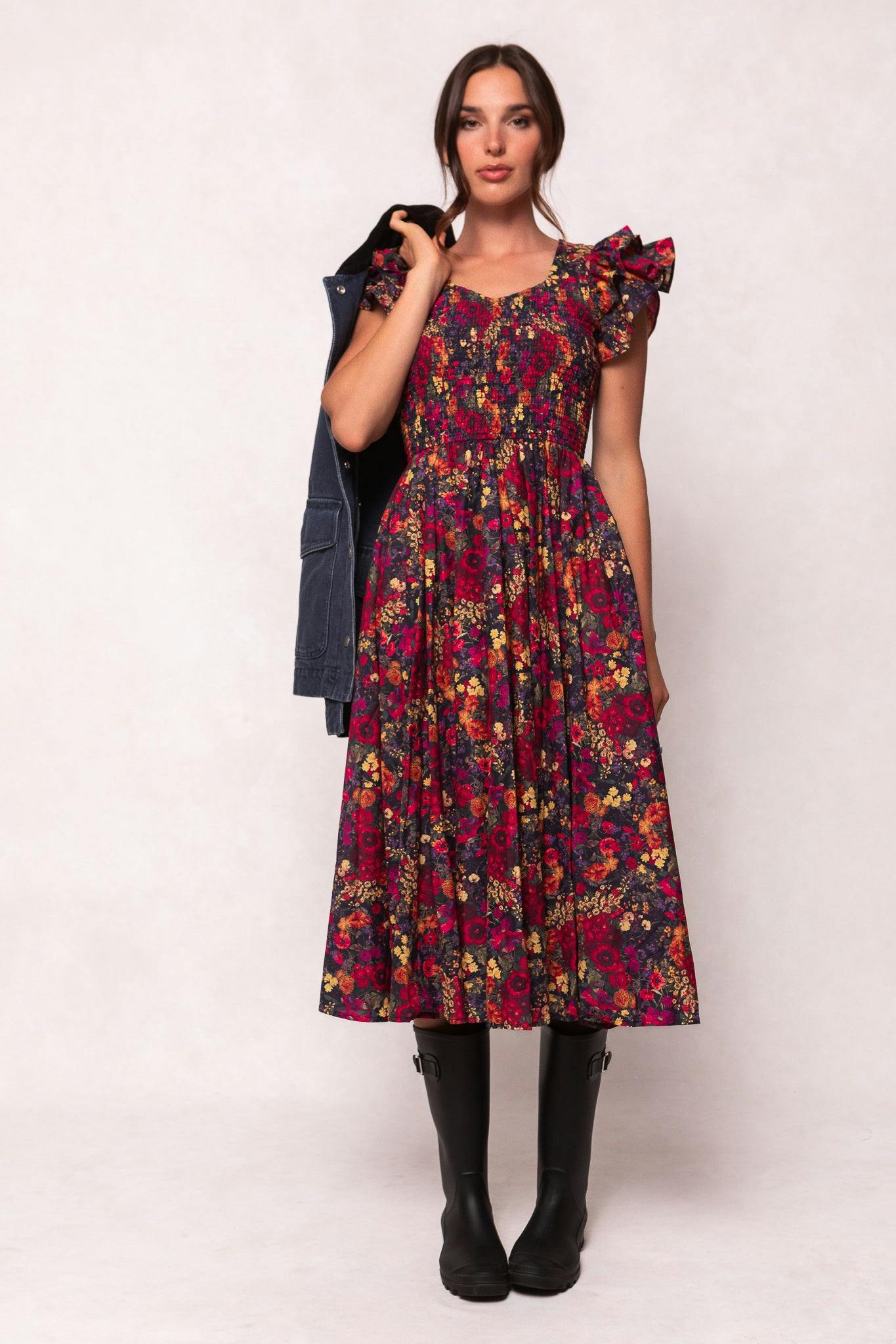 Hattie Dress in Night Garden