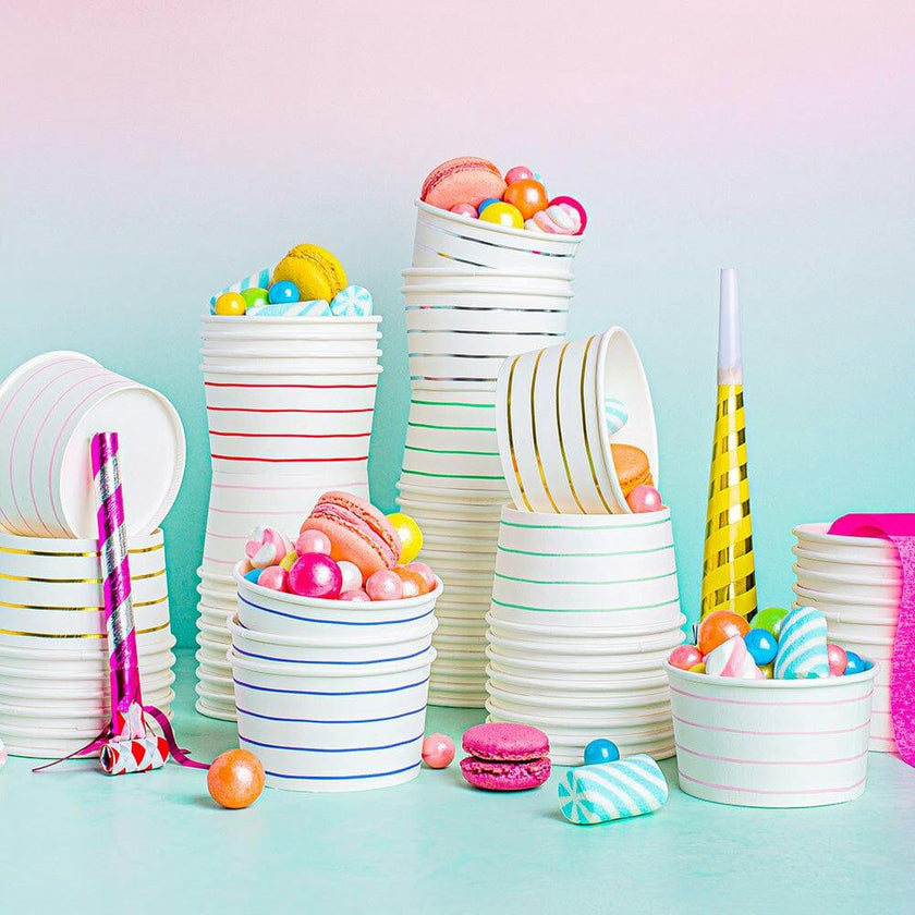 Silver Frenchie Striped Treat Cups