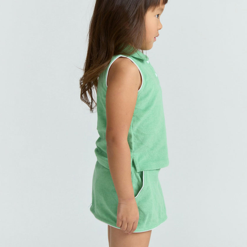 girls gustavia green french terry tennis tank top and skort set