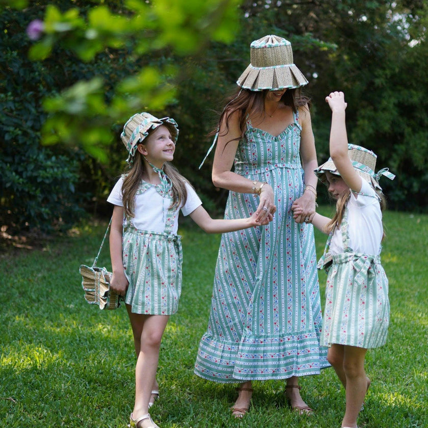 Lorna Murray x La Coqueta Sage Floral Stripe Beauty Point Woman Grass Hat