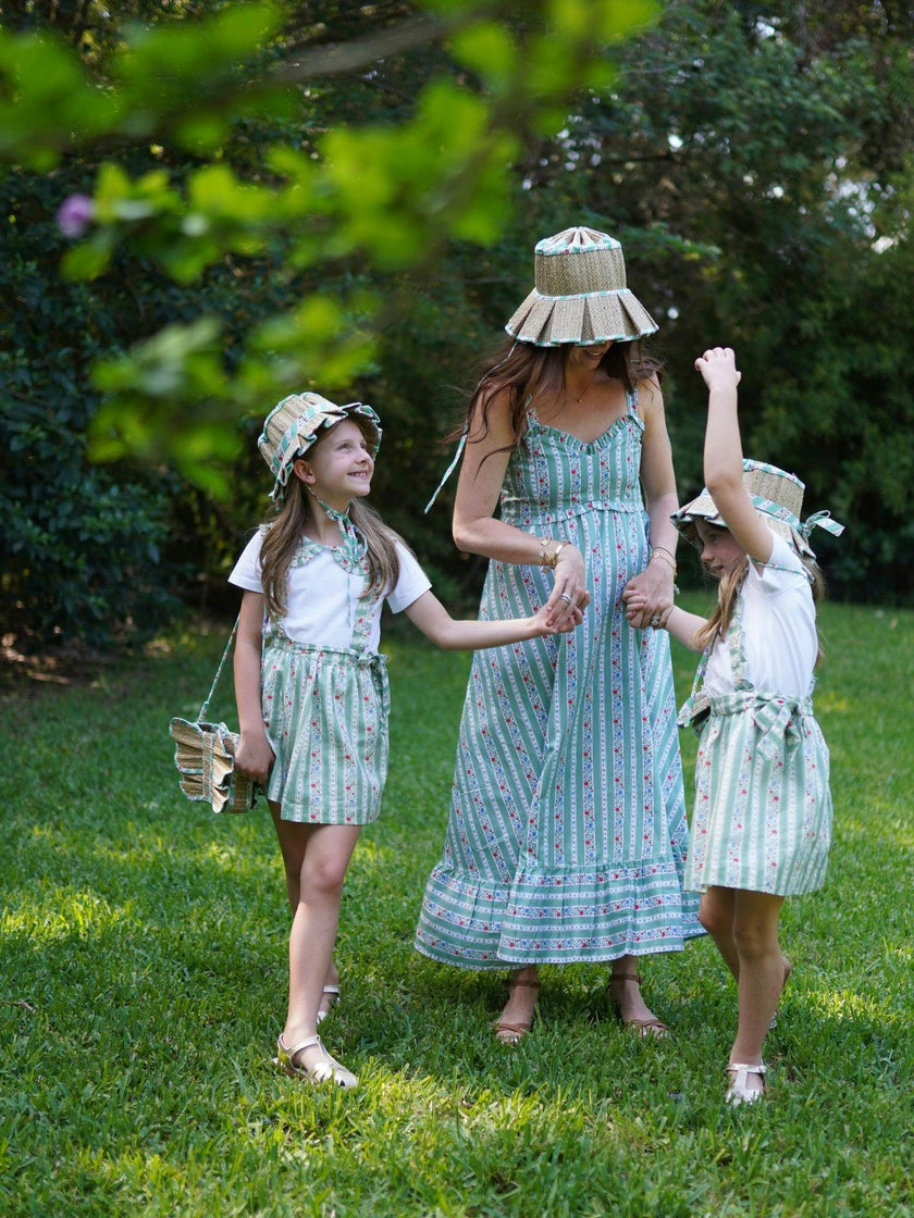 Lorna Murray x La Coqueta Sage Floral Stripe Beauty Point Woman Grass Hat