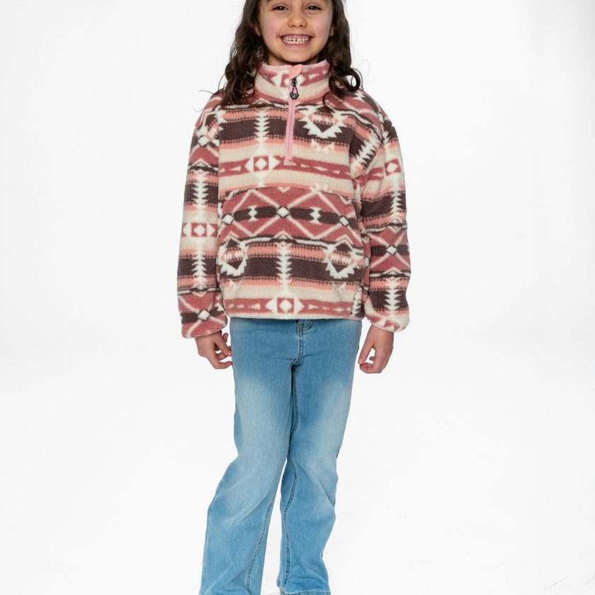 Mid-Season Plush Pullover Jacket Aztec Pink