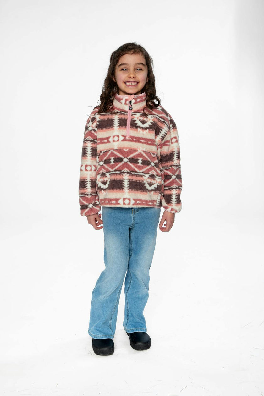 Mid-Season Plush Pullover Jacket Aztec Pink