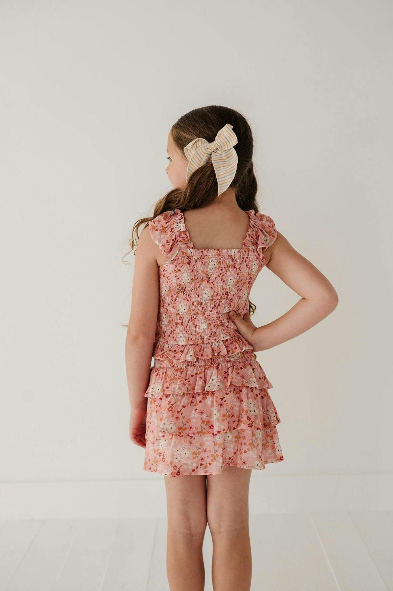 Girls Tiered Mini Skirt in Hannah Bouquet Floral
