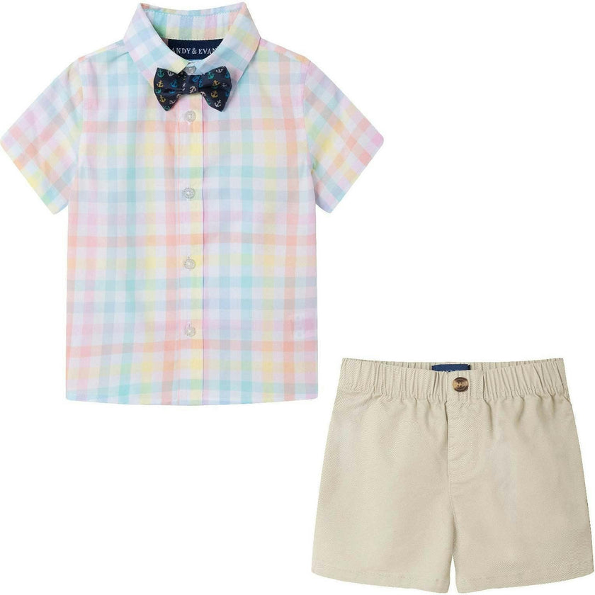 Infant 4 Piece Plaid Suspender Set
