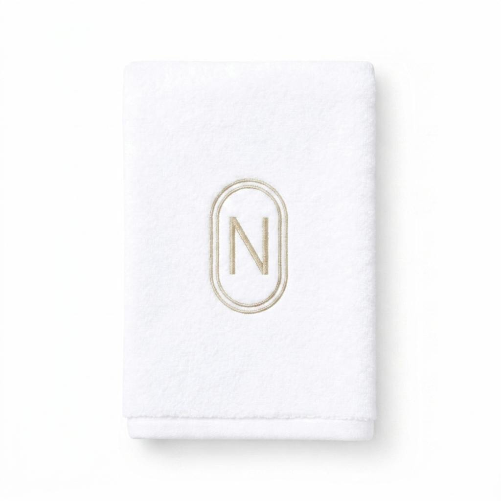 DH Oval Monogram Embroidered Fingertip Towel