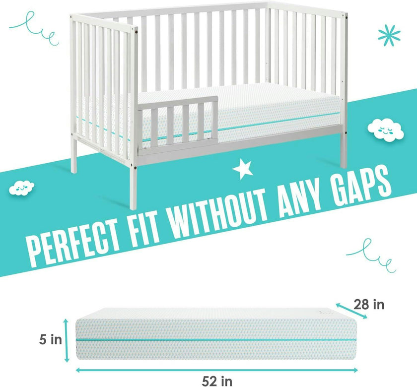 6” Crib Toddler Bed Mattress – Made in USA – Breathable Waterproof Washable
