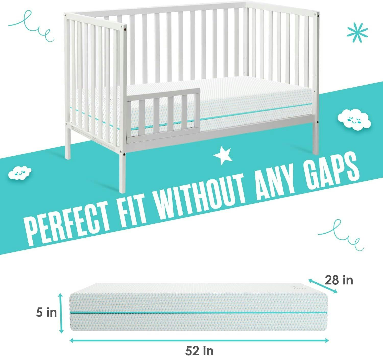 6” Crib & Toddler Bed Mattress – Made in USA – CertiPUR & OEKO-TEX Certified – Breathable Waterproof Washable Removable Soft Cover – Dual Sided