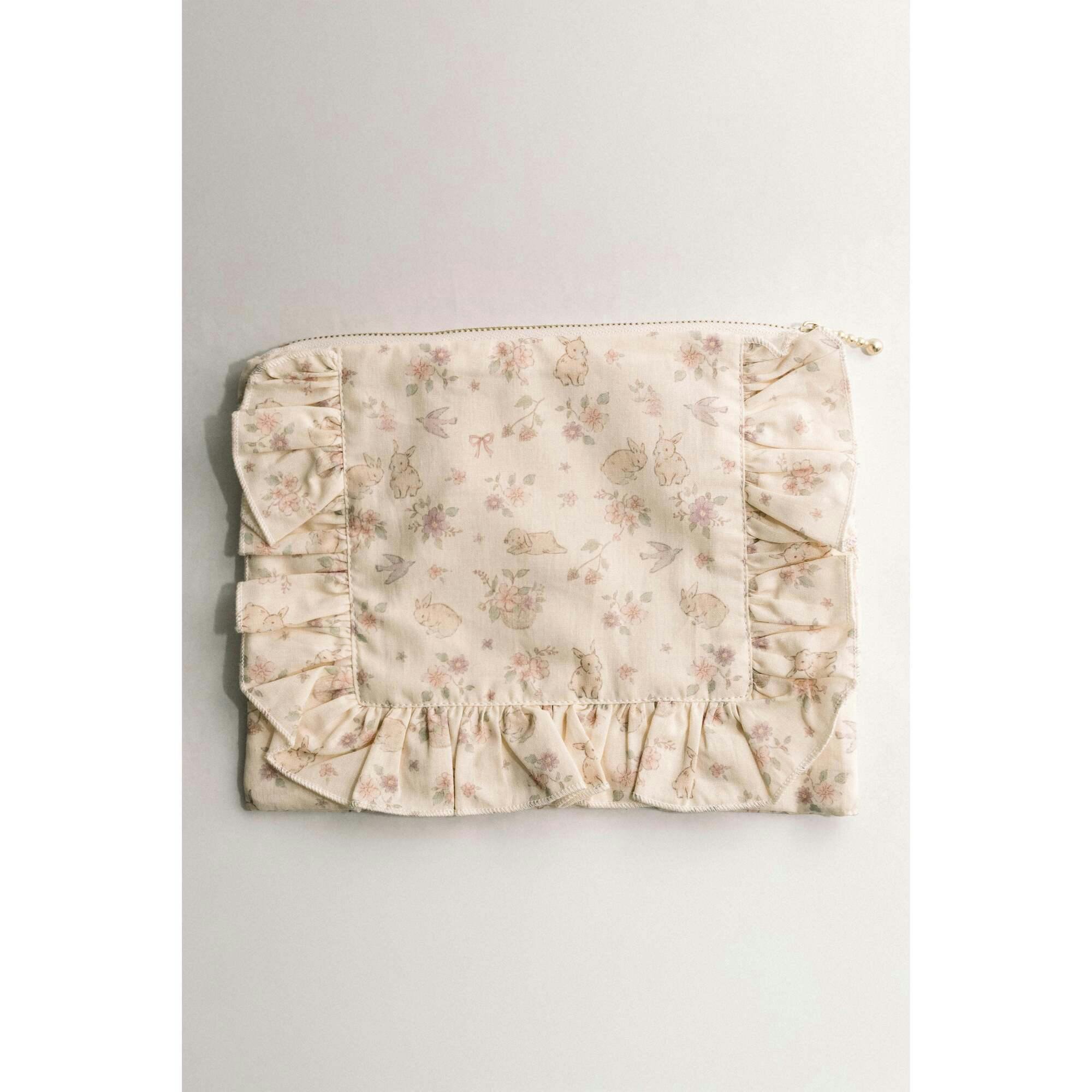 Storybook Timeless Floral Ruffle Zipper Pouch