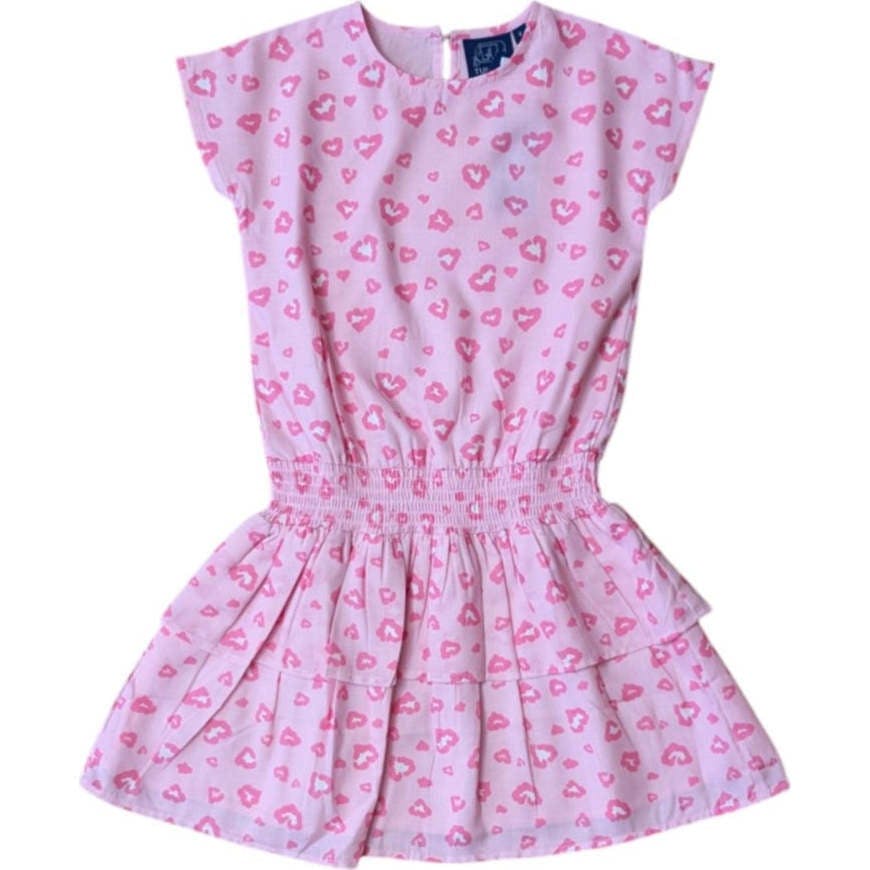 Leopard Hearts Tween Smock Waist Dress