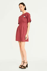 Wailea Canvas Short Dress in Dark Cerise