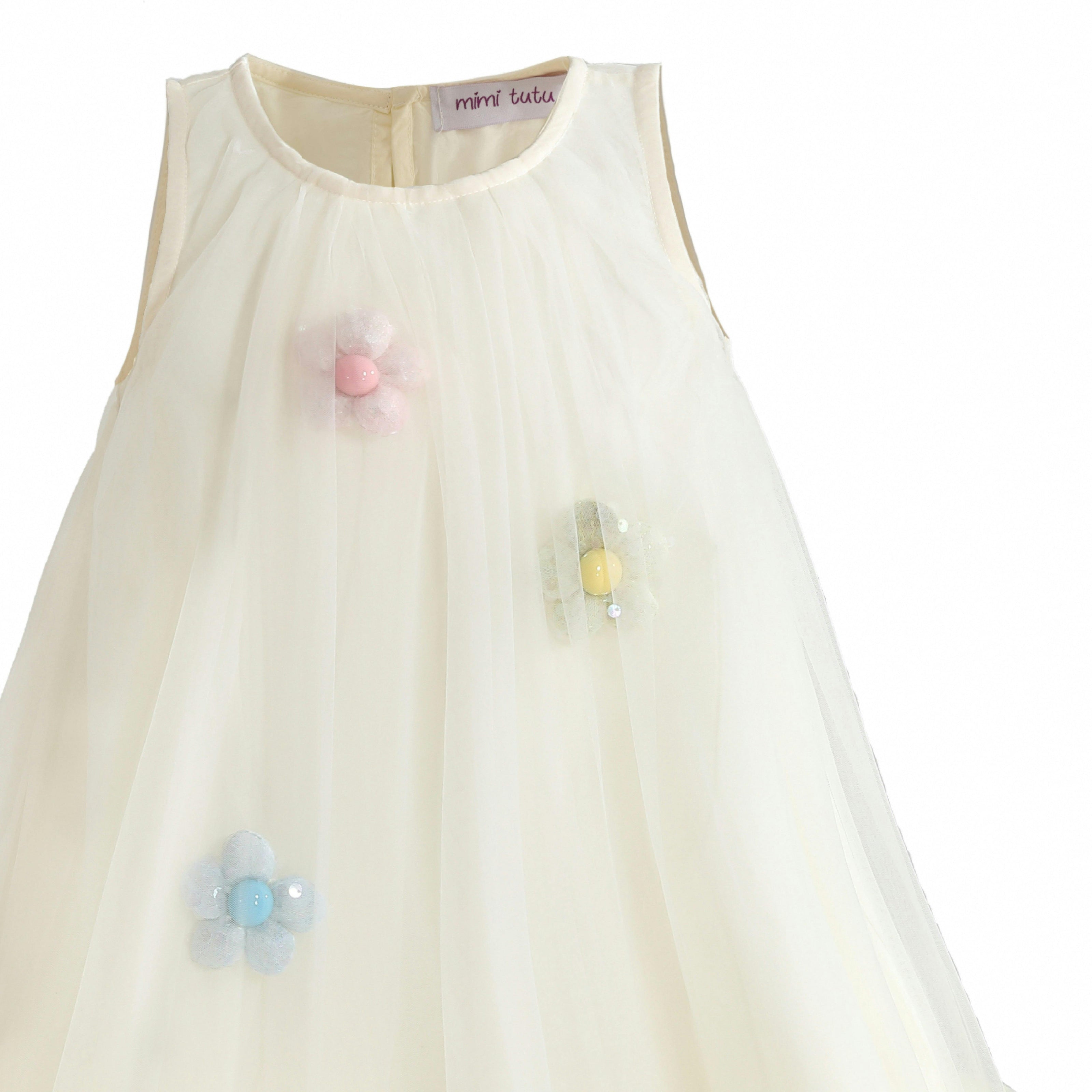 Cream Alessia Floral Tulle Dress
