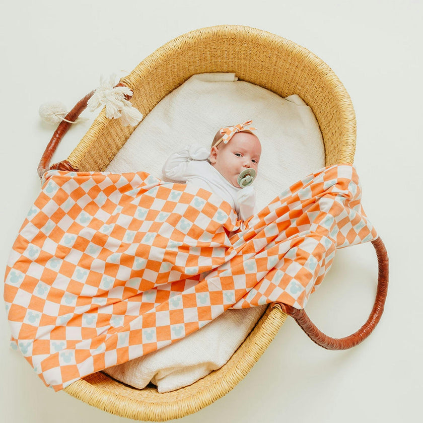 Ribbon Baby Bow - Mickey Mouse Check