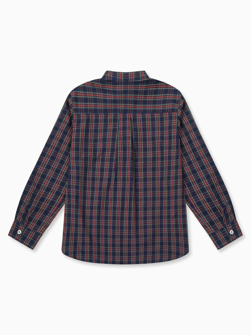 Navy Tartan Mateo Long Sleeve Boy Shirt