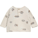 Print Crew Neck Long Sleeve Back Button T-Shirt
