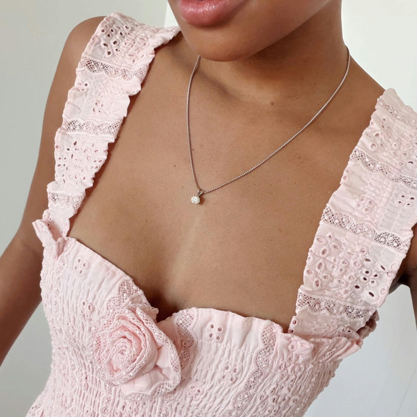 The Rosetta Nap Dress - Pink Broderie Voile
