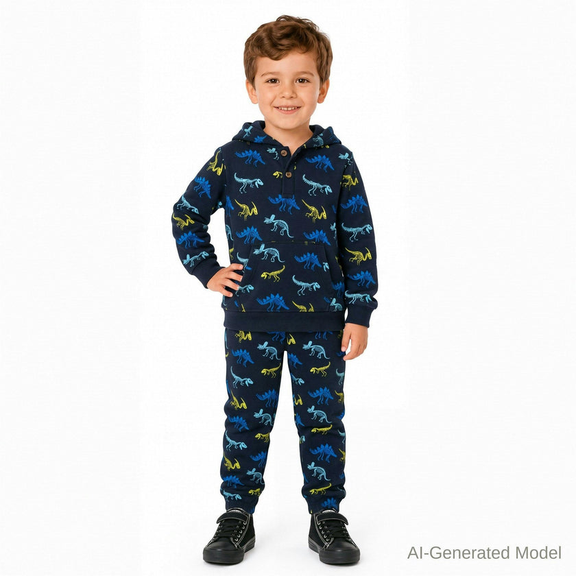 Kids (2-4) French Terry Hoodie & Jogger Set | Dino Adventure