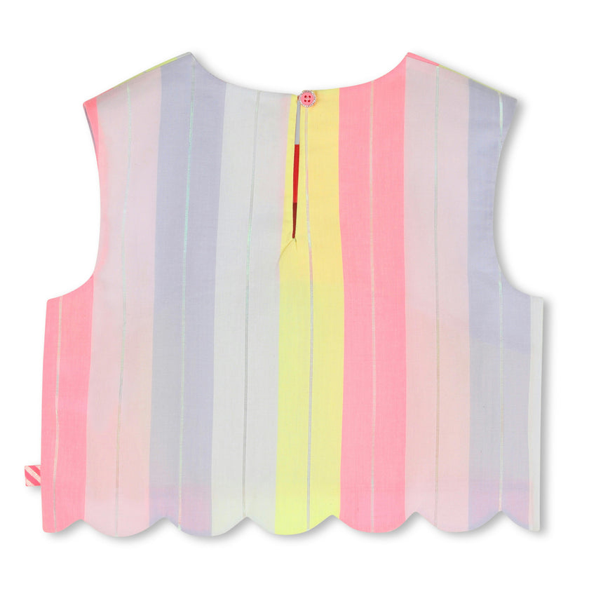 Multicolored Pastel Stripe Scallop Blouse