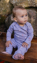 Organic Cotton Onesie Purple Hedgehog Print