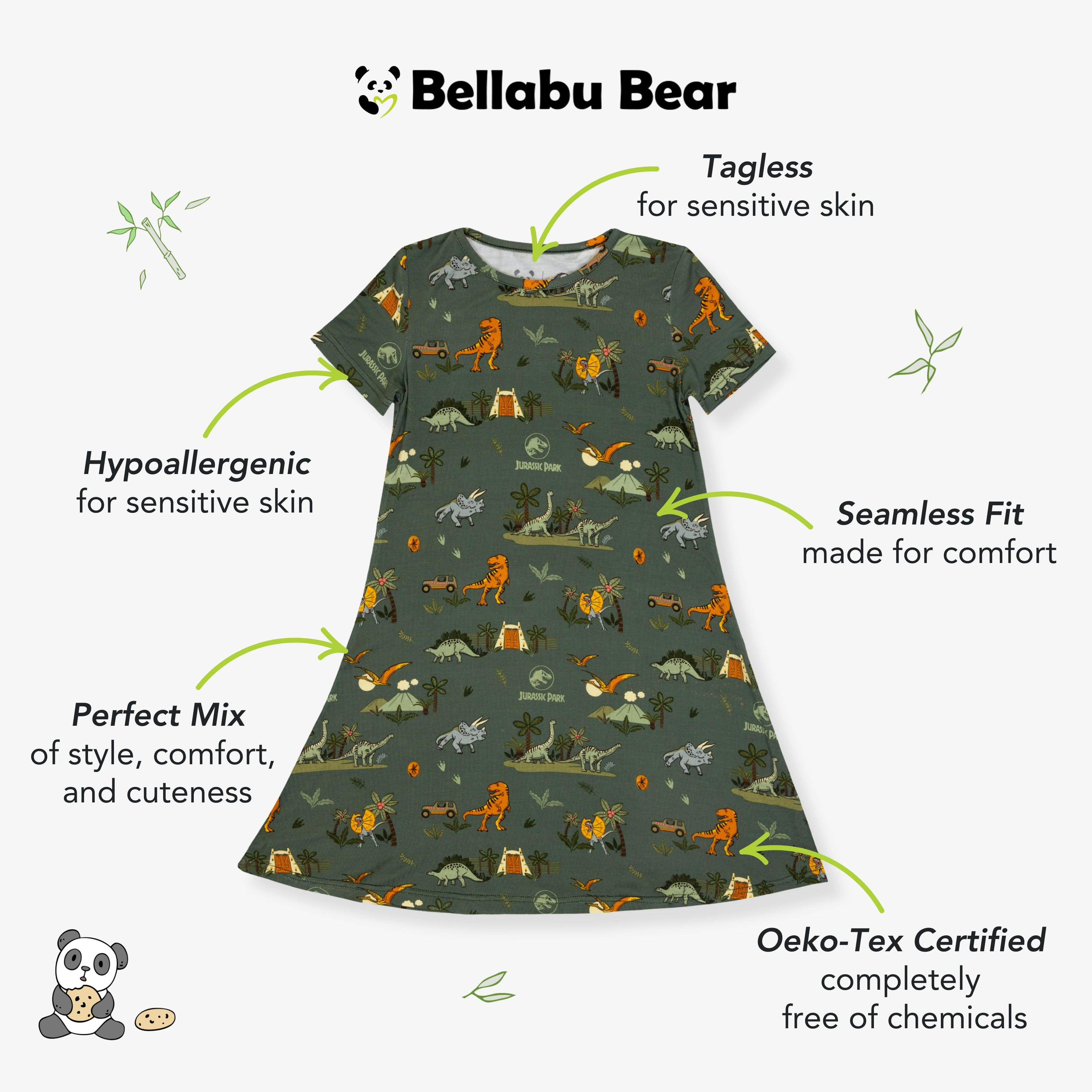 Jurassic Park: Safari Bamboo Girls' Short Sleeve Dress