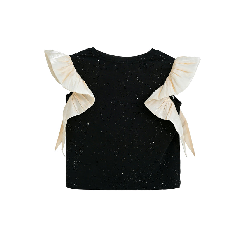 Black Glitter Ruffle Skirt Set