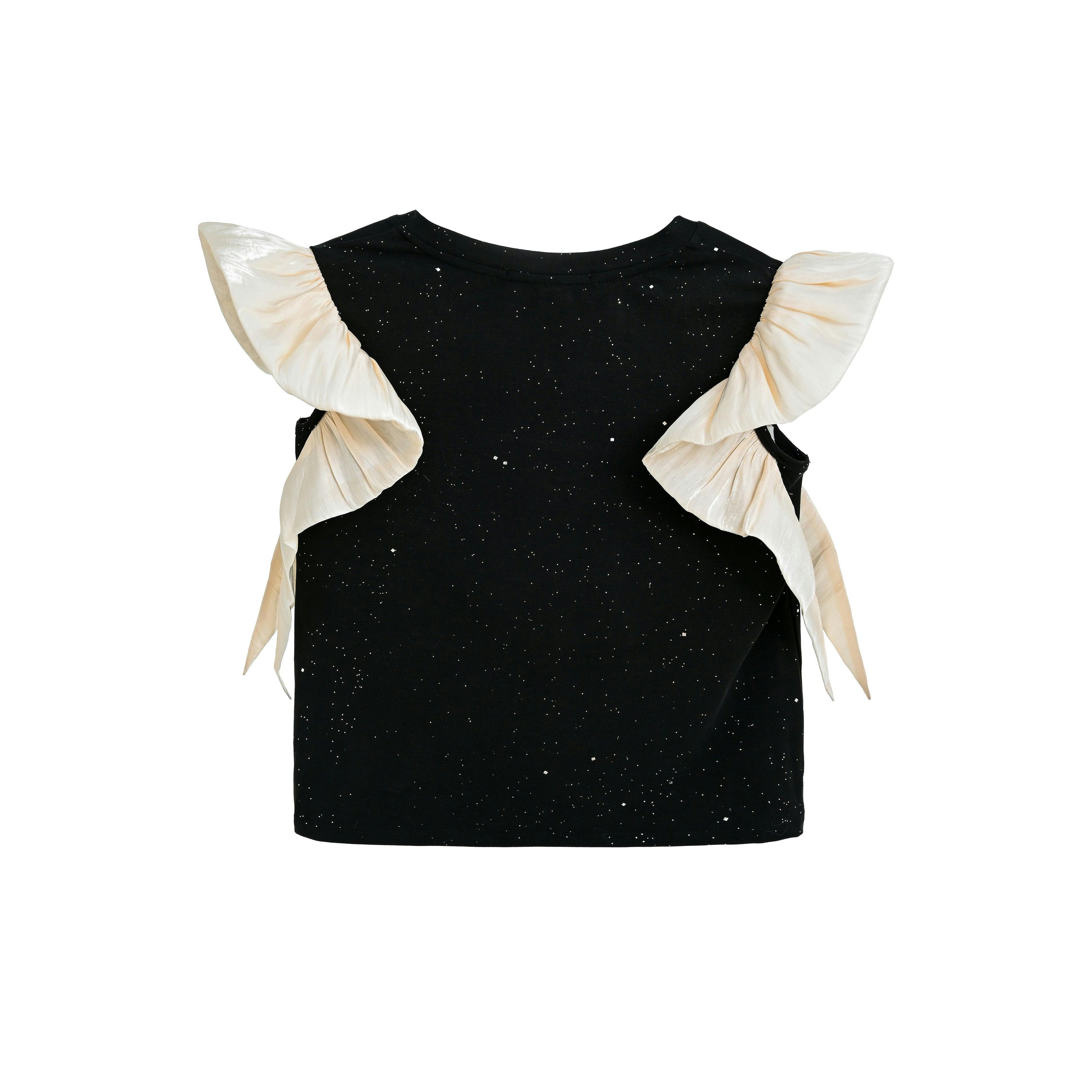 Black Glitter Ruffle Skirt Set
