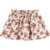Tiered Gauze All-Over Sea Plant Graphic Print Cinched Waist Skirt