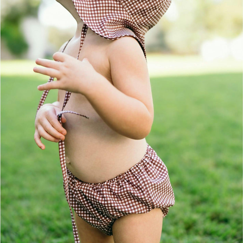 baby cocoa gingham diaper cover