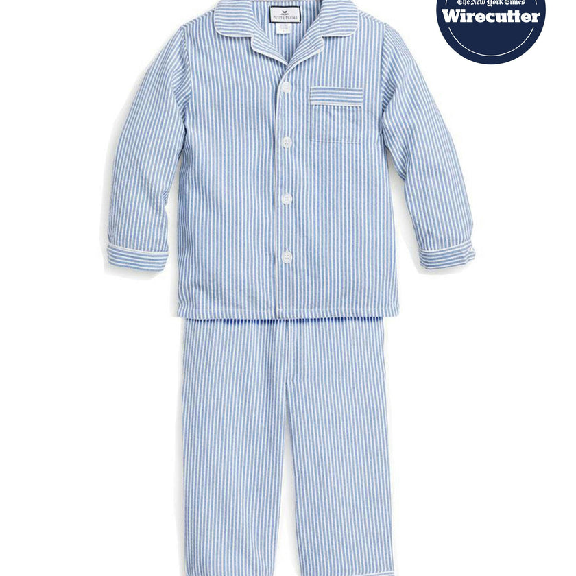 Kid's Twill Pajama Set in French Blue Stripes