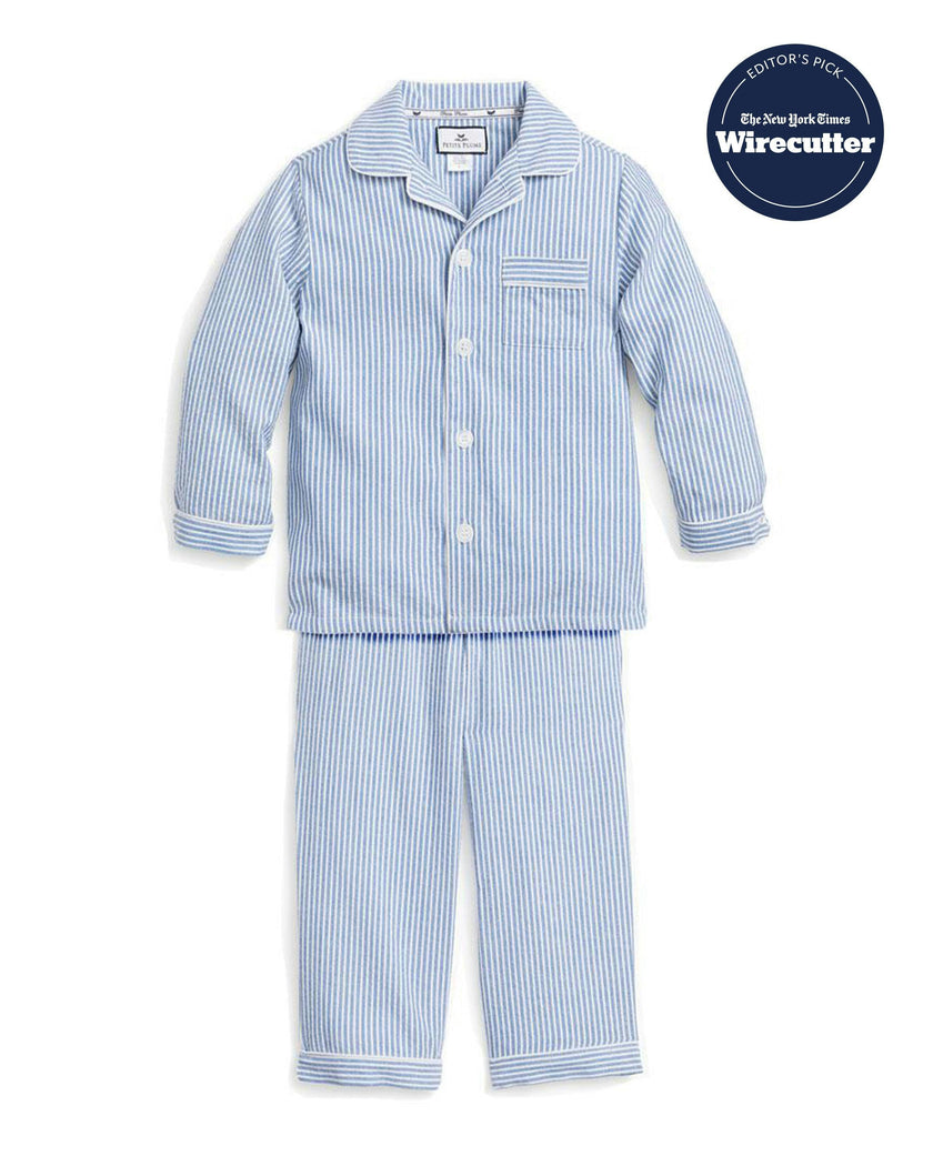 Kid's Twill Pajama Set in French Blue Stripes