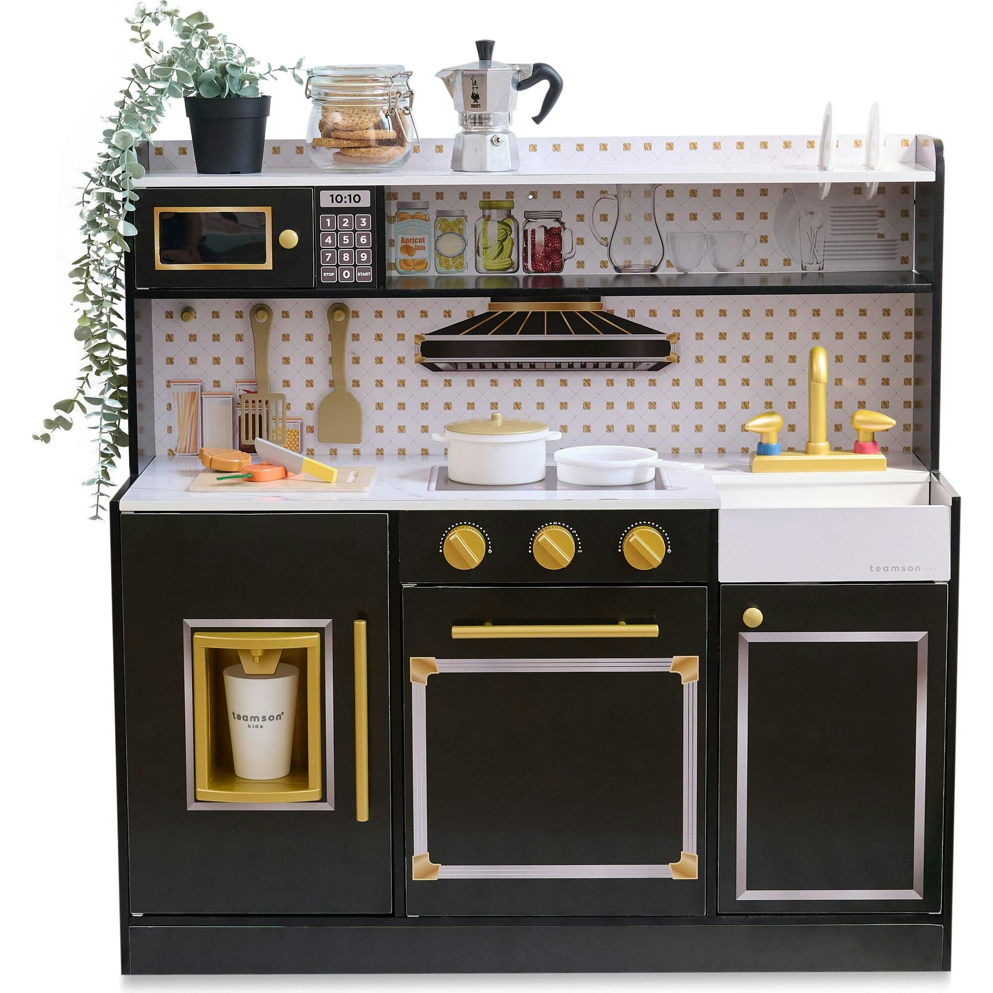 Teamson Kids Little Chef St. Louis 2-Pcs Wooden Play Kitchen with 15 Accessories