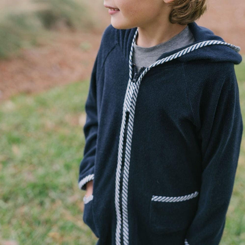 Unisex French Terry Hooded Coverup, Navy