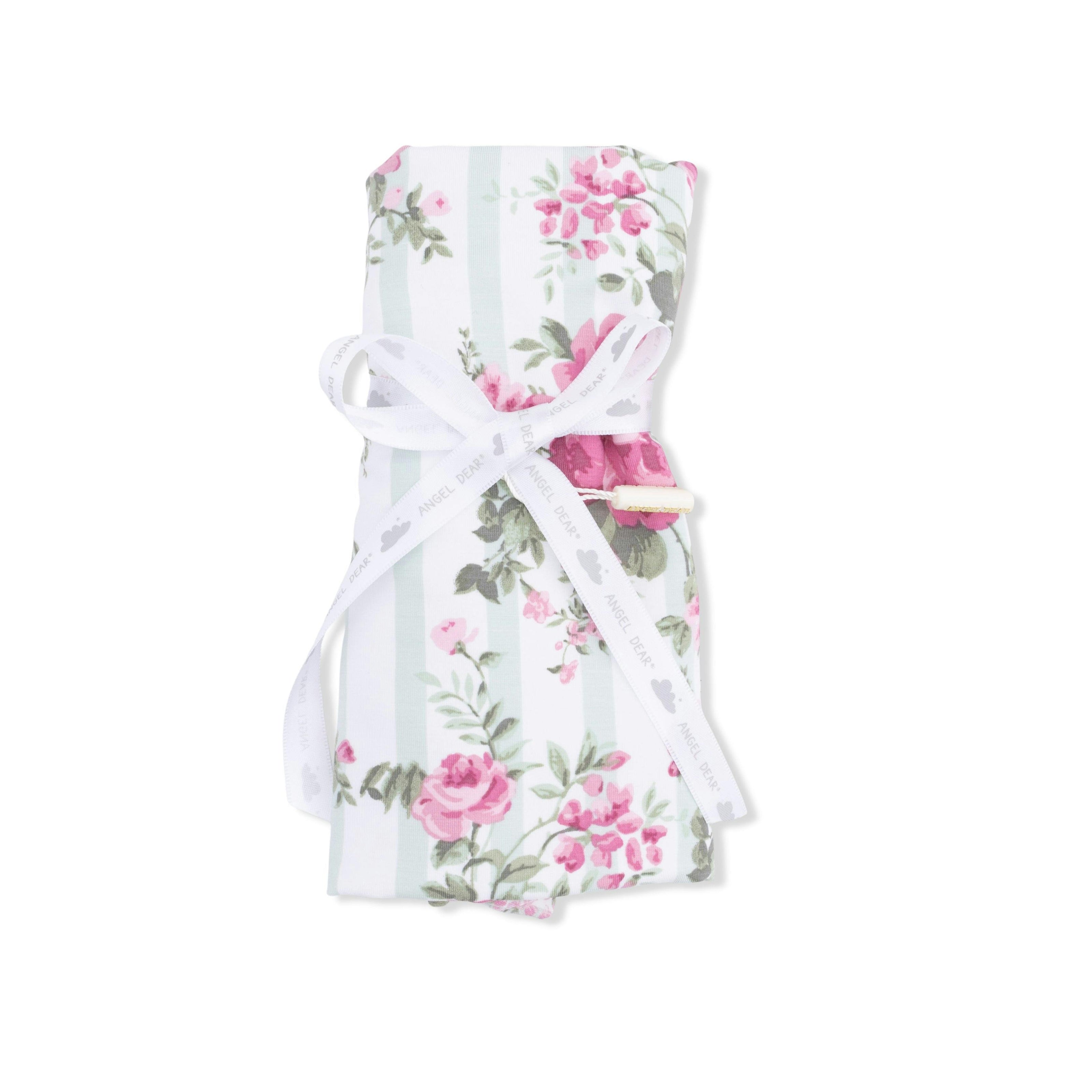 Cabbage Rose Stripe - Ruffle Burp Cloth
