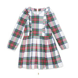 Long Sleeve Ruffle Dress in Holiday Plaid - 26