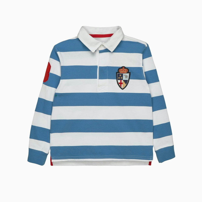Nicholas Rugby Shirt in Denim Blue/White