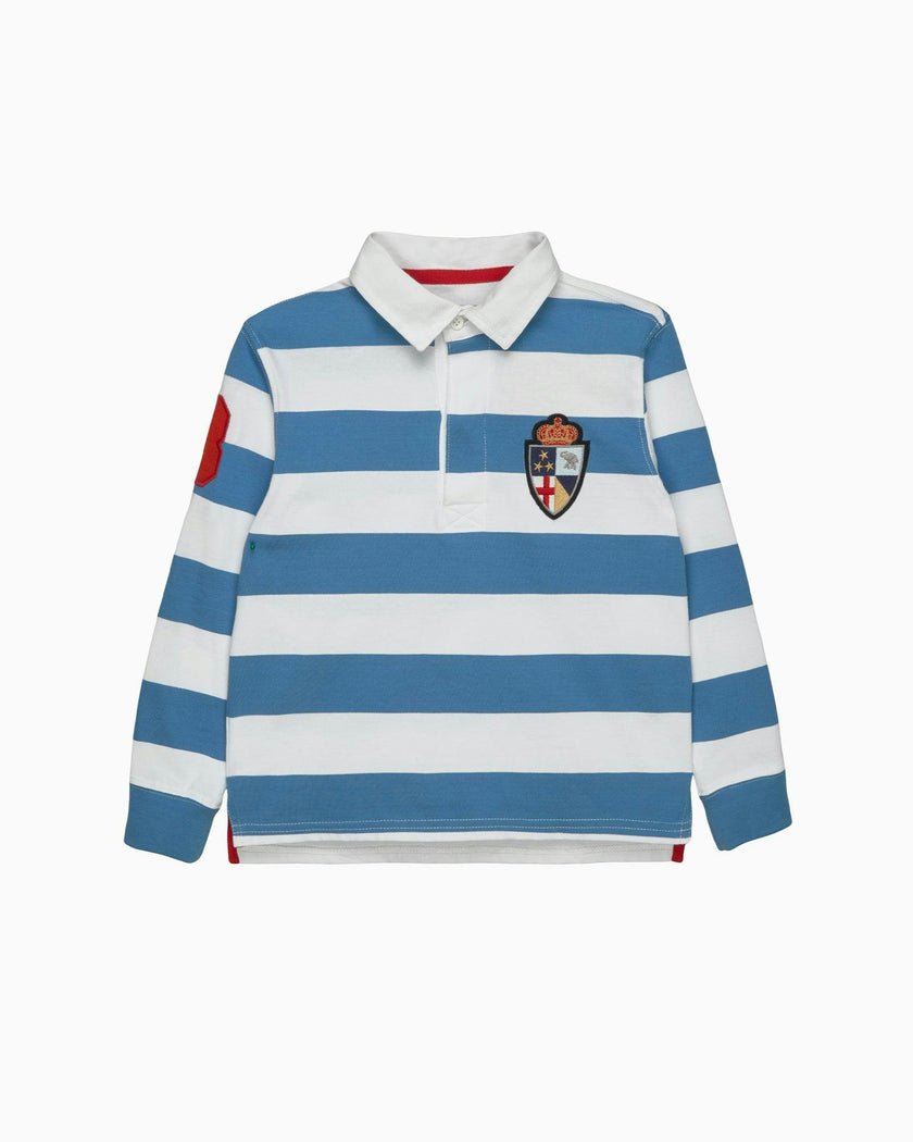 Nicholas Rugby Shirt in Denim Blue/White