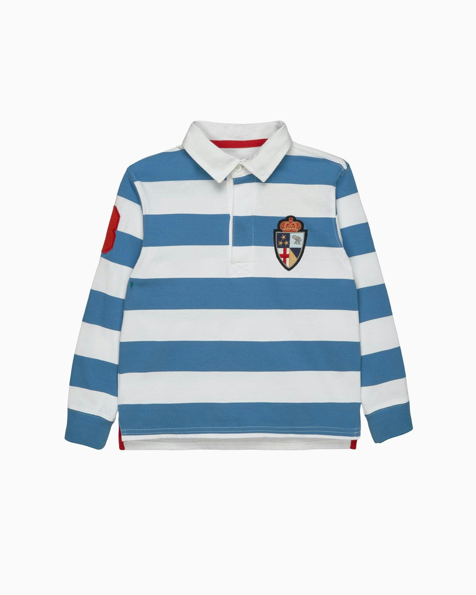 Nicholas Rugby Shirt in Denim Blue/White