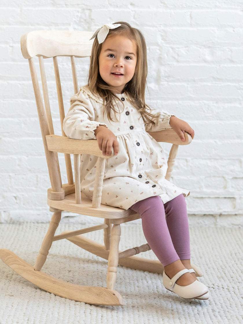 Ginny Fine Corduroy Peter Pan Collar Dress - Tilda Floral Ivory