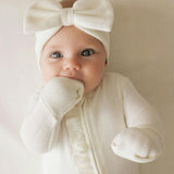 Coconut Pointelle Footie Ruffled Zippered One Piece