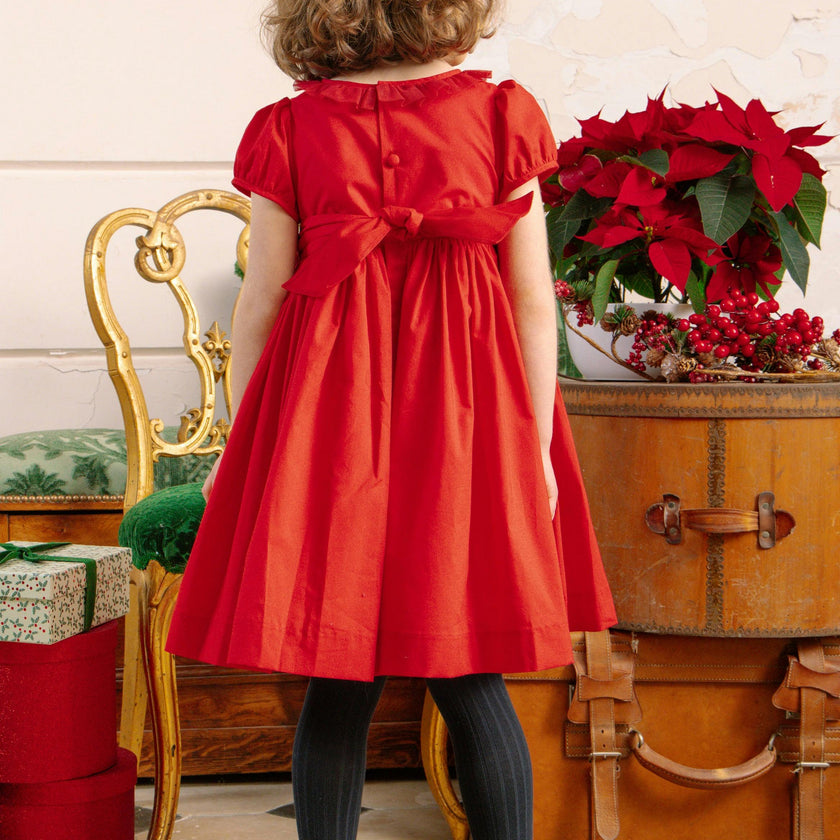 Sofia Red Smocked Dress