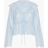 The Zoya Top - Powder Blue with White Embroidery