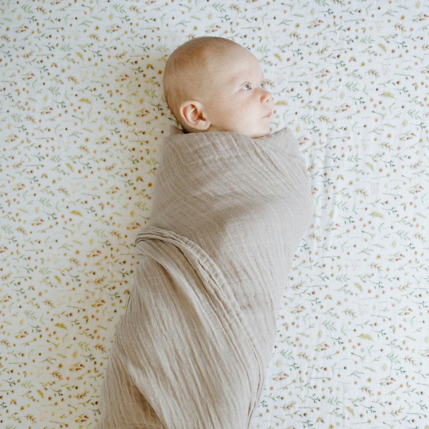 Organic Cotton Muslin Swaddle Blanket - Driftwood
