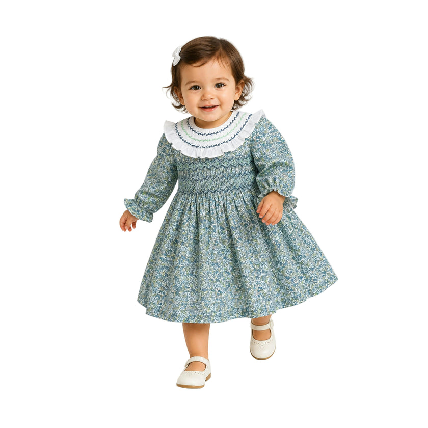 Green Laurel Smocked Dress