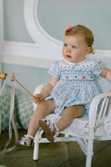 Riviera Blue Floral Smocked Bubble Romper