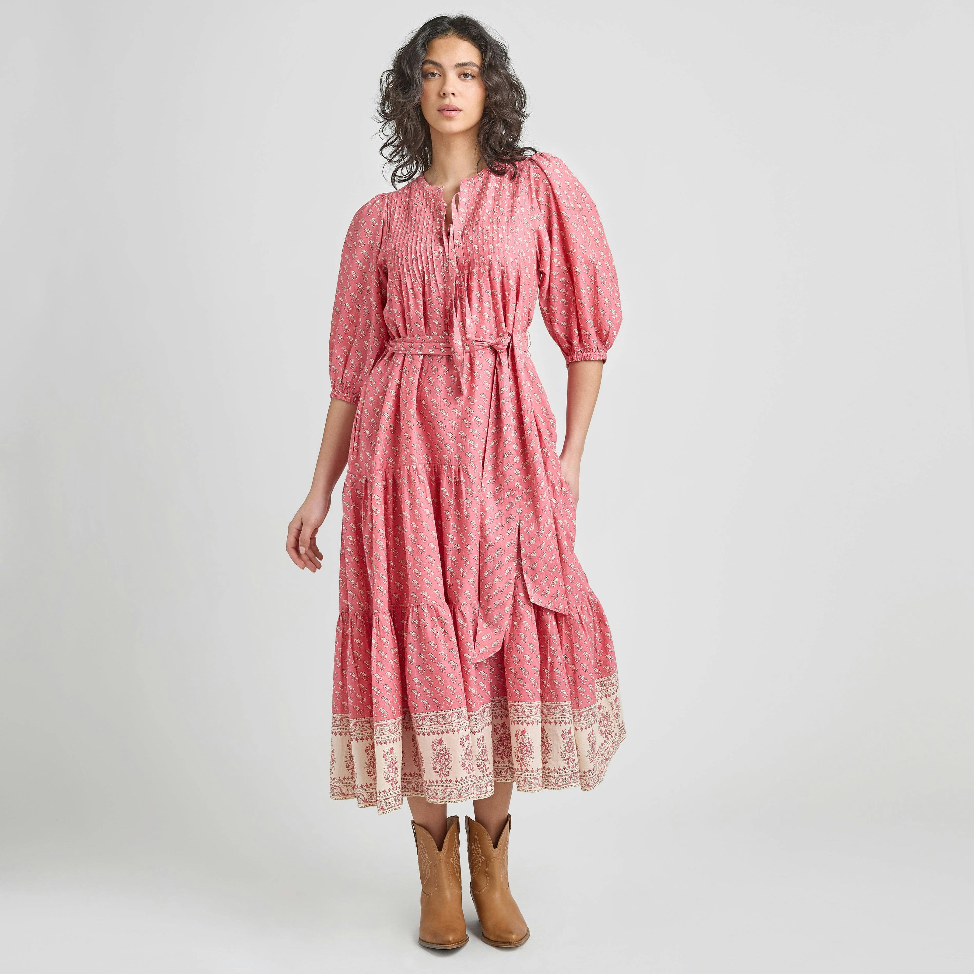 Womens Pintuck Indira Dress - Small Paisley