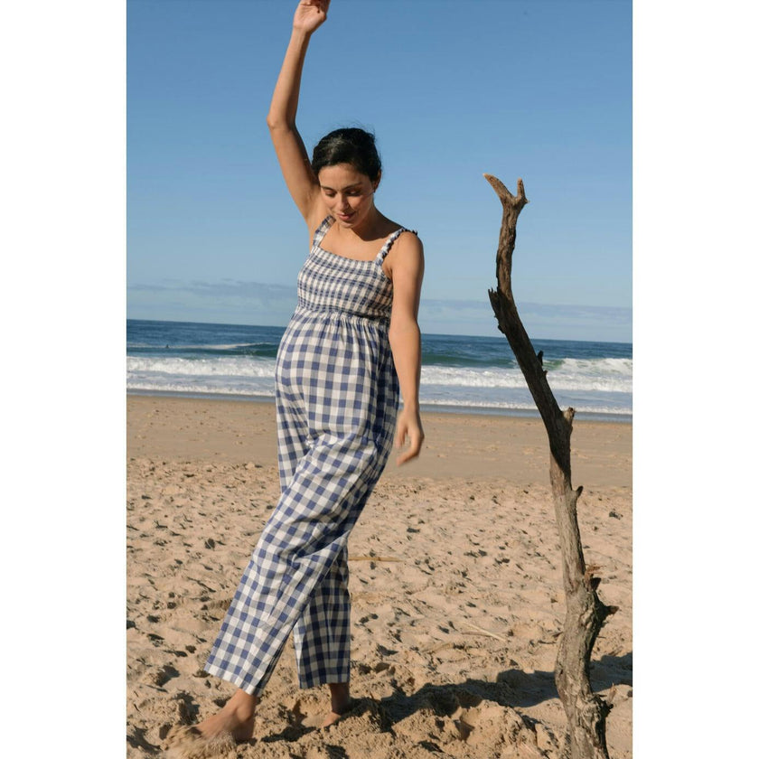 Women's Maternity Marais Smocked Bust Sleeveless Strap Jumpsuit